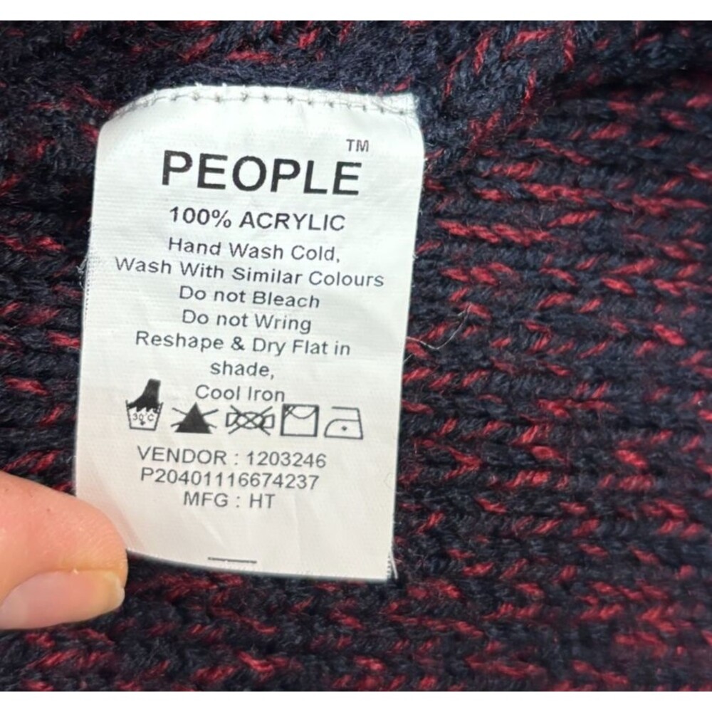People Womens Cardigan Sweater Marled Red Navy Vtg Y2K‎ Preppy Academia Sz M - Picture 6 of 10